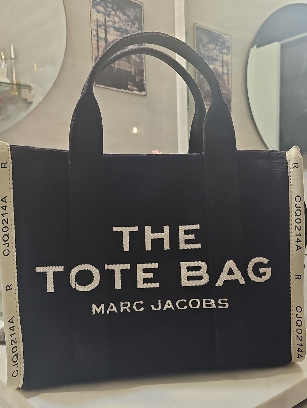 Marc Jacobs Black Tote Bag with White Trim